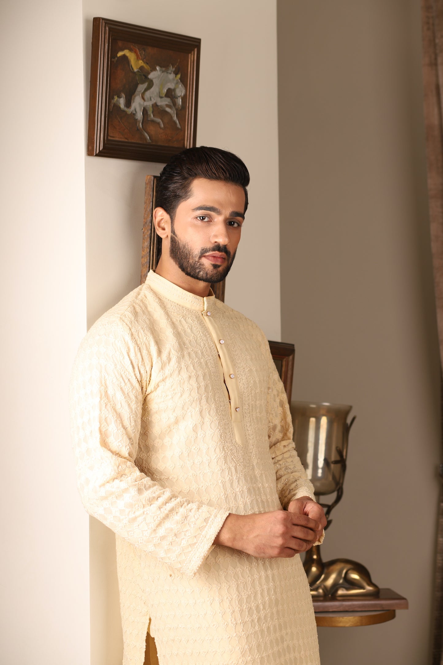 Vanilla Pure Georgette Chikankari Fully Embellished With Pearls