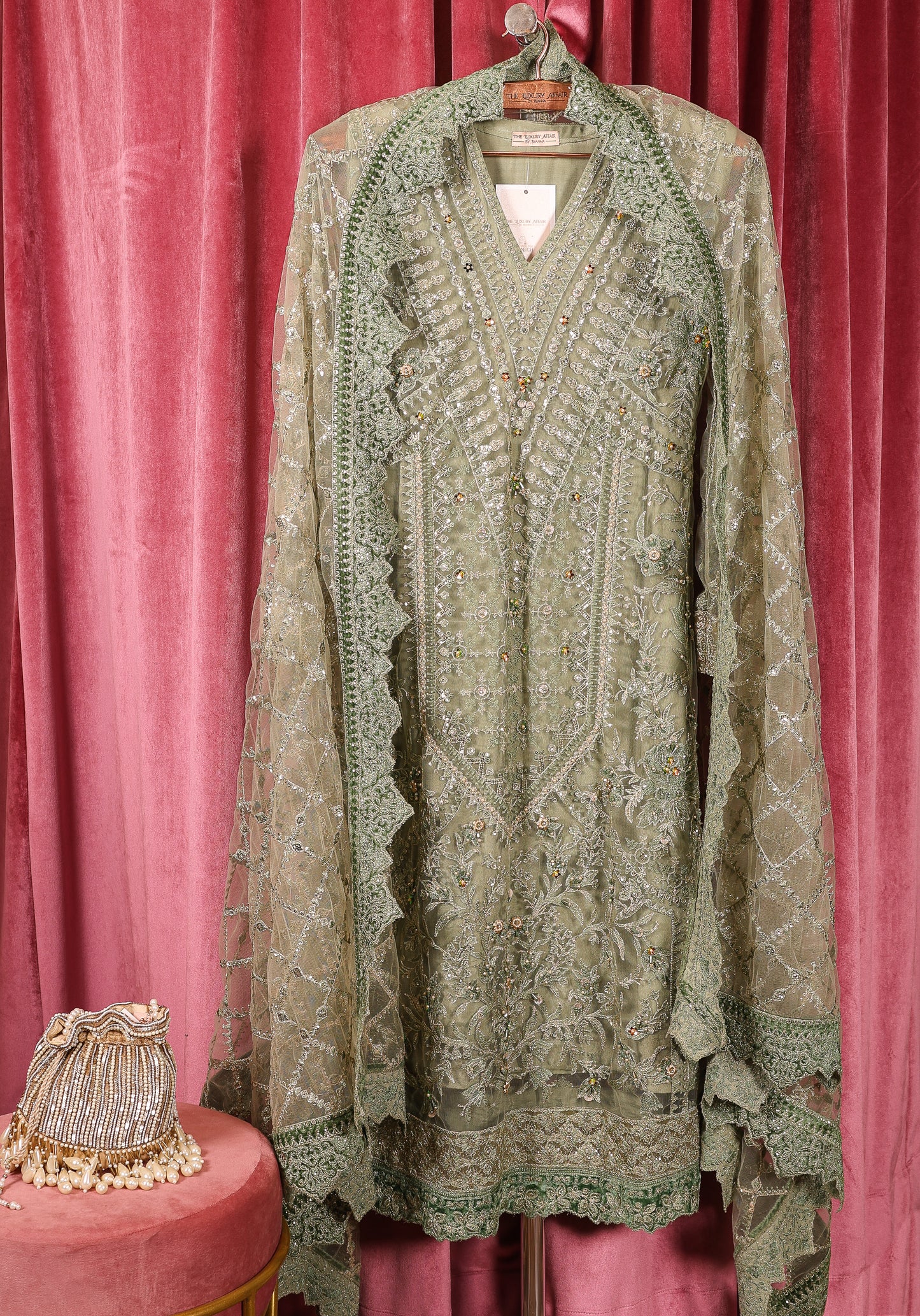 Sea Green Pakistani Suit With Heavy Embellishments