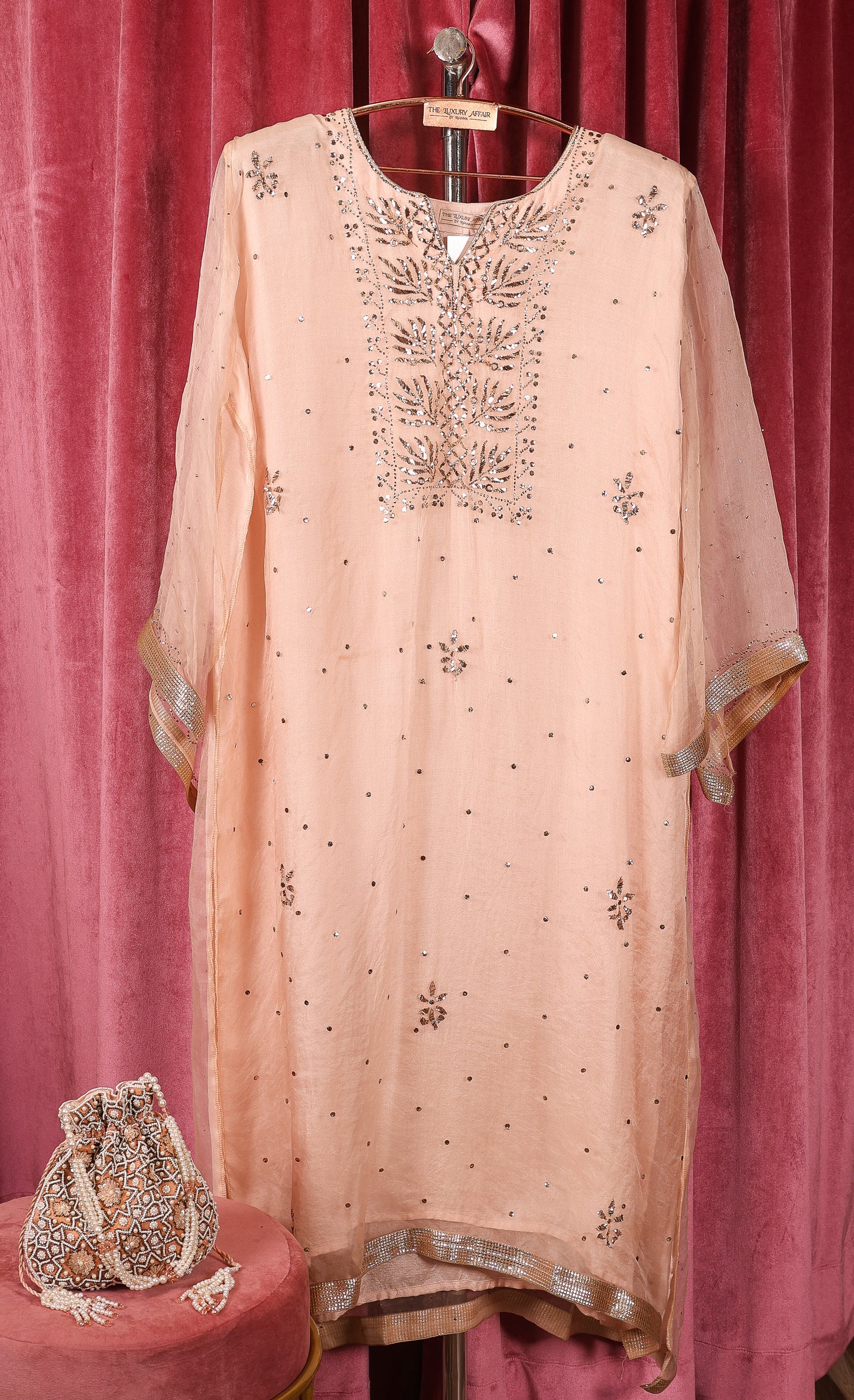 Peach Organza Pita Work Suit