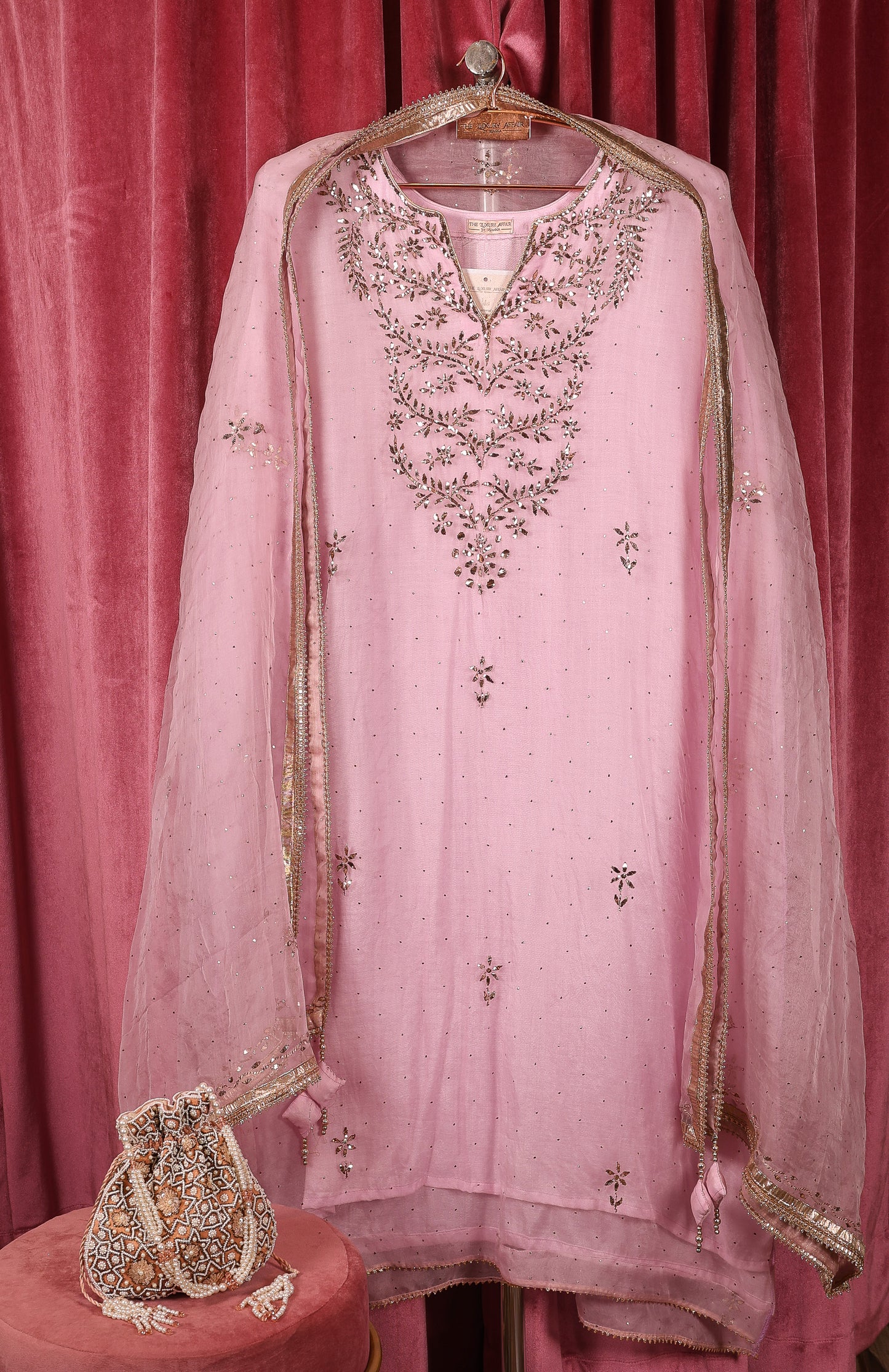 Pink Organza Pita Work Suit