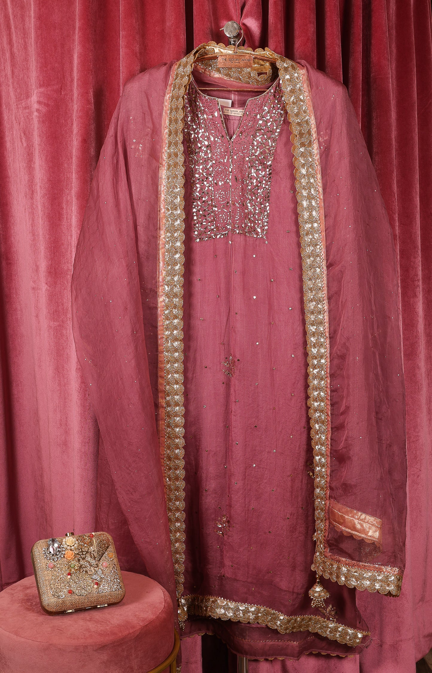 Rose Pink Organza Pita Work Suit