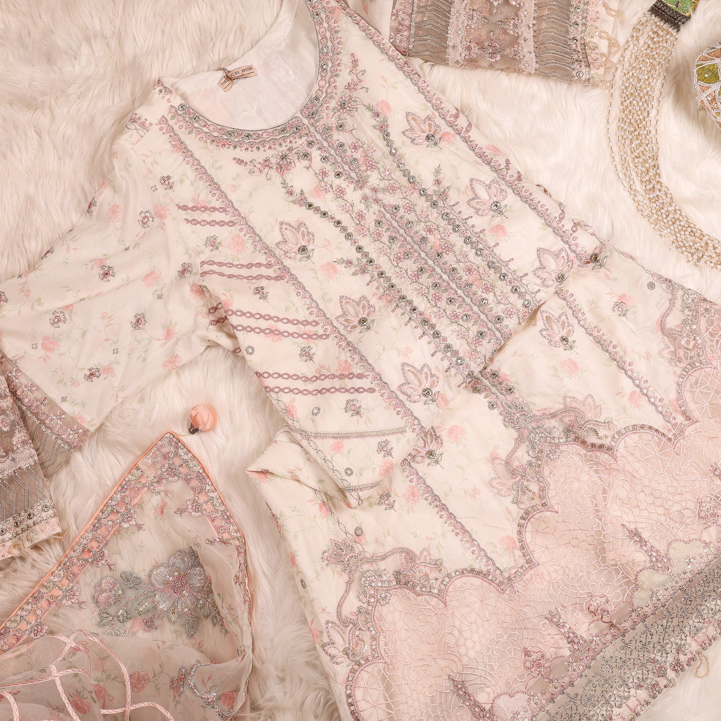 Pakistani White and Pink Suit