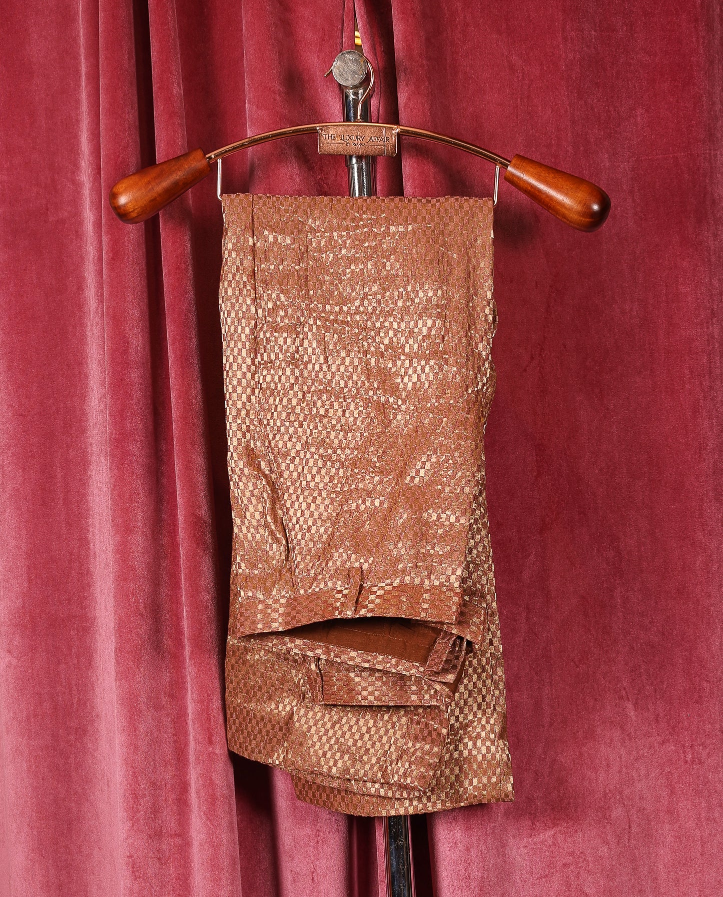 Men Stitched Fusion Tissue kurta and Brocade Pants