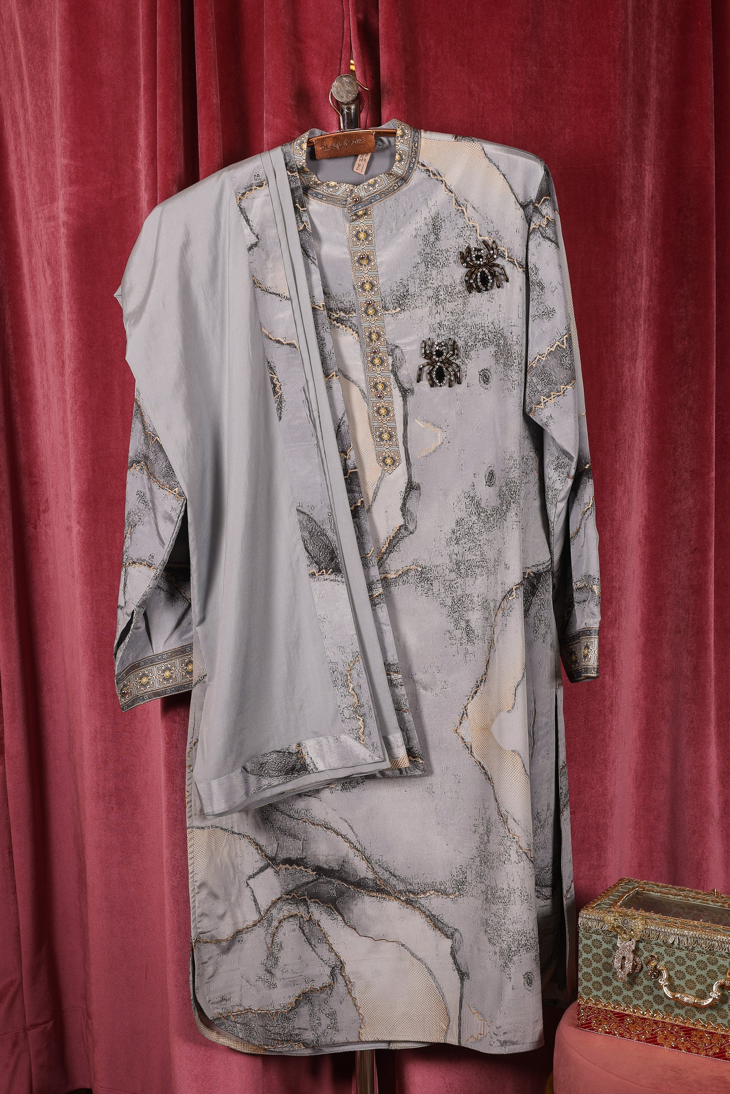 Fusion Kurta Set Men Crepe Silk