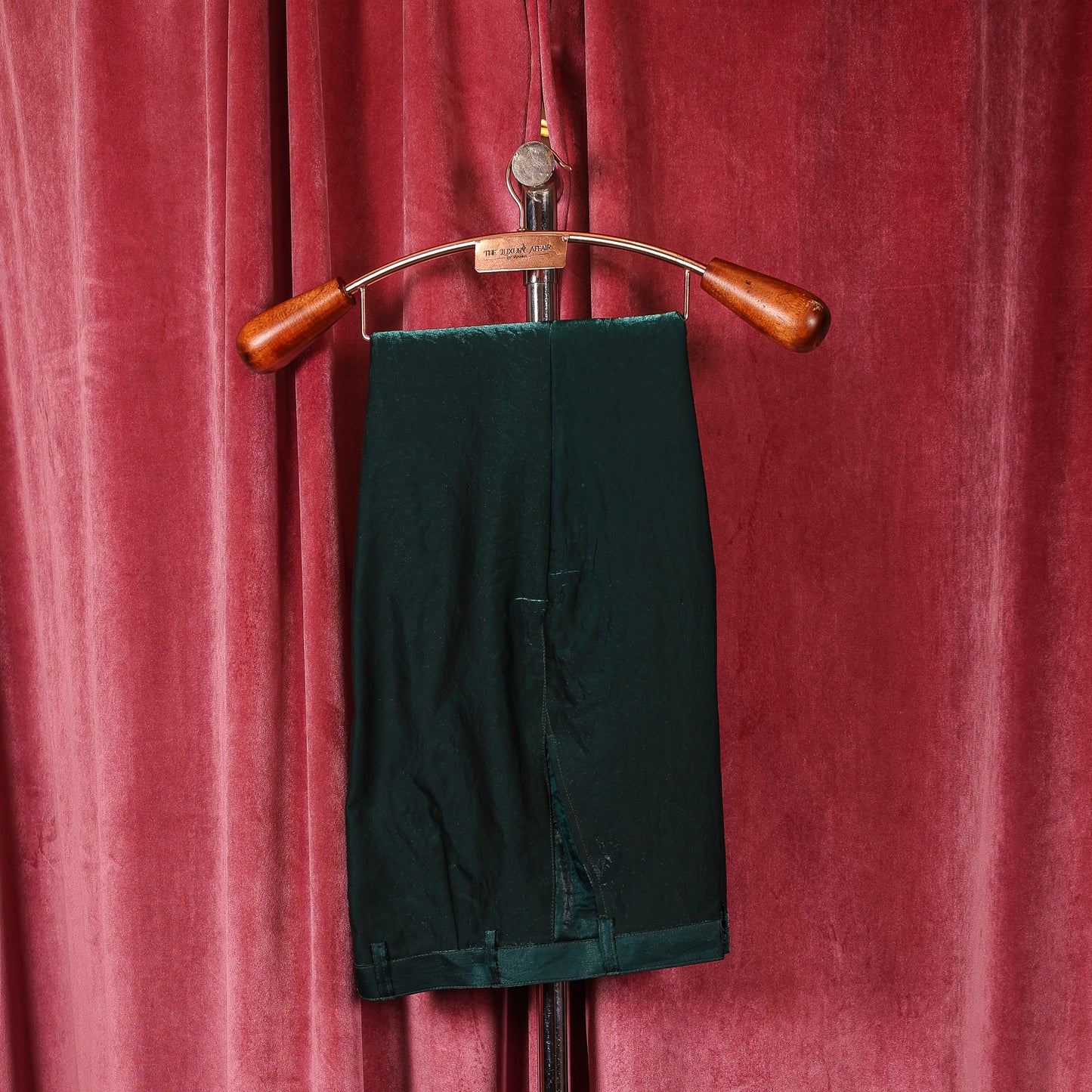 Men Kurta Set Tissue Emerald Green With Brocade