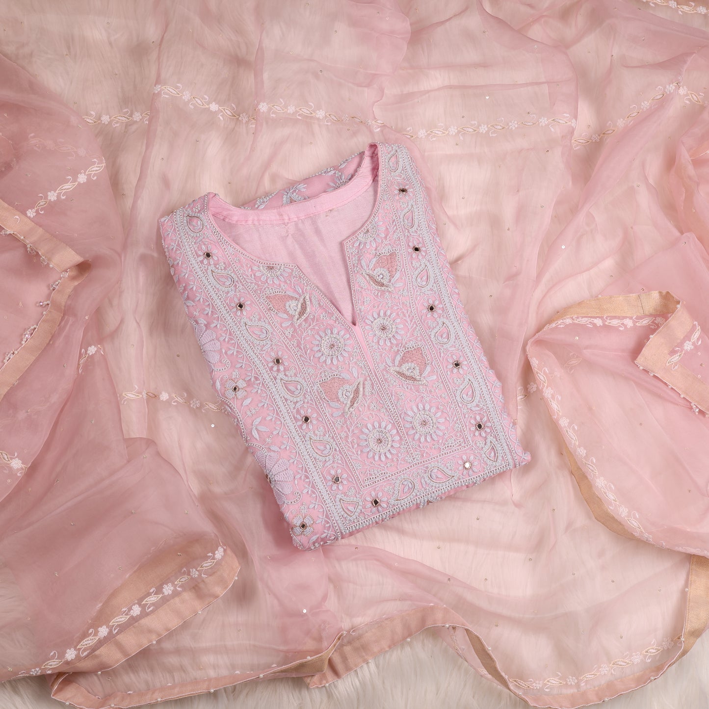 Pink Heavy Chikankari Suit