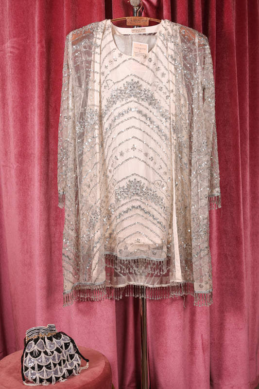 Pearl White Embellished Fusion Wear