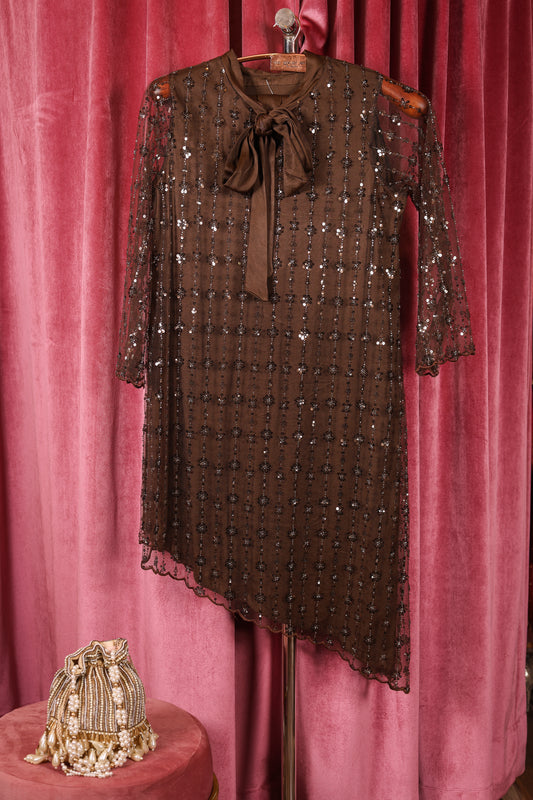 Coffee Brown Fusion Outfit With Pants