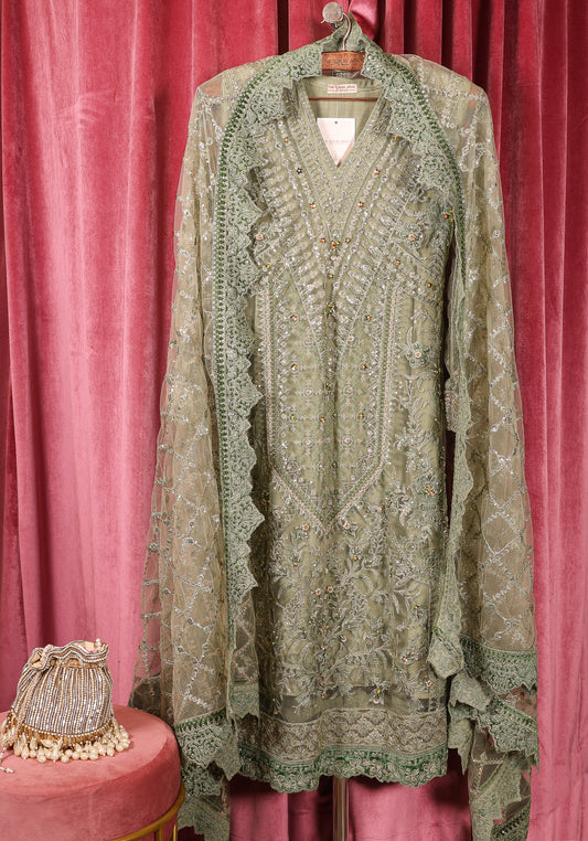 Sea Green Pakistani Suit With Heavy Embellishments