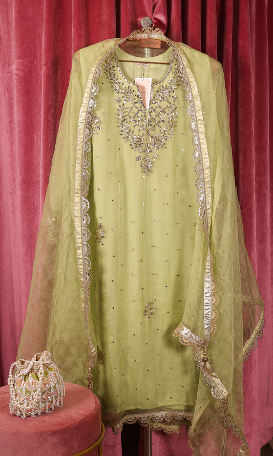 Lime Green Organza Pita Work Suit
