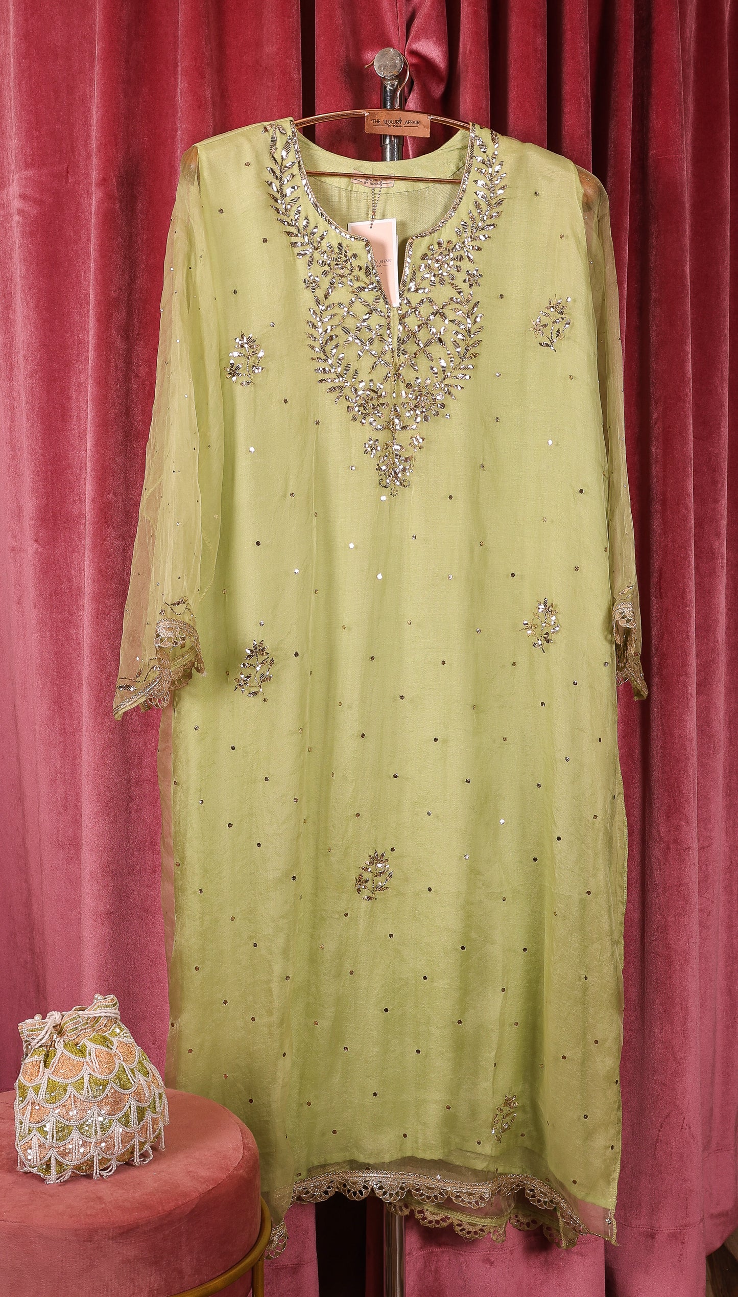 Lime Green Organza Pita Work Suit