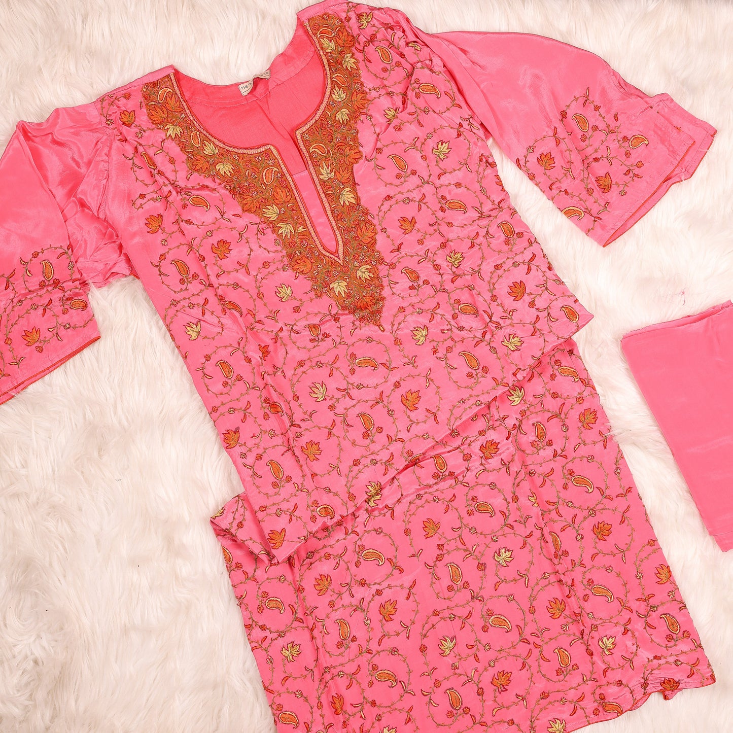 Pure Crepe Kashmiri Pashmina Kadhai Suit