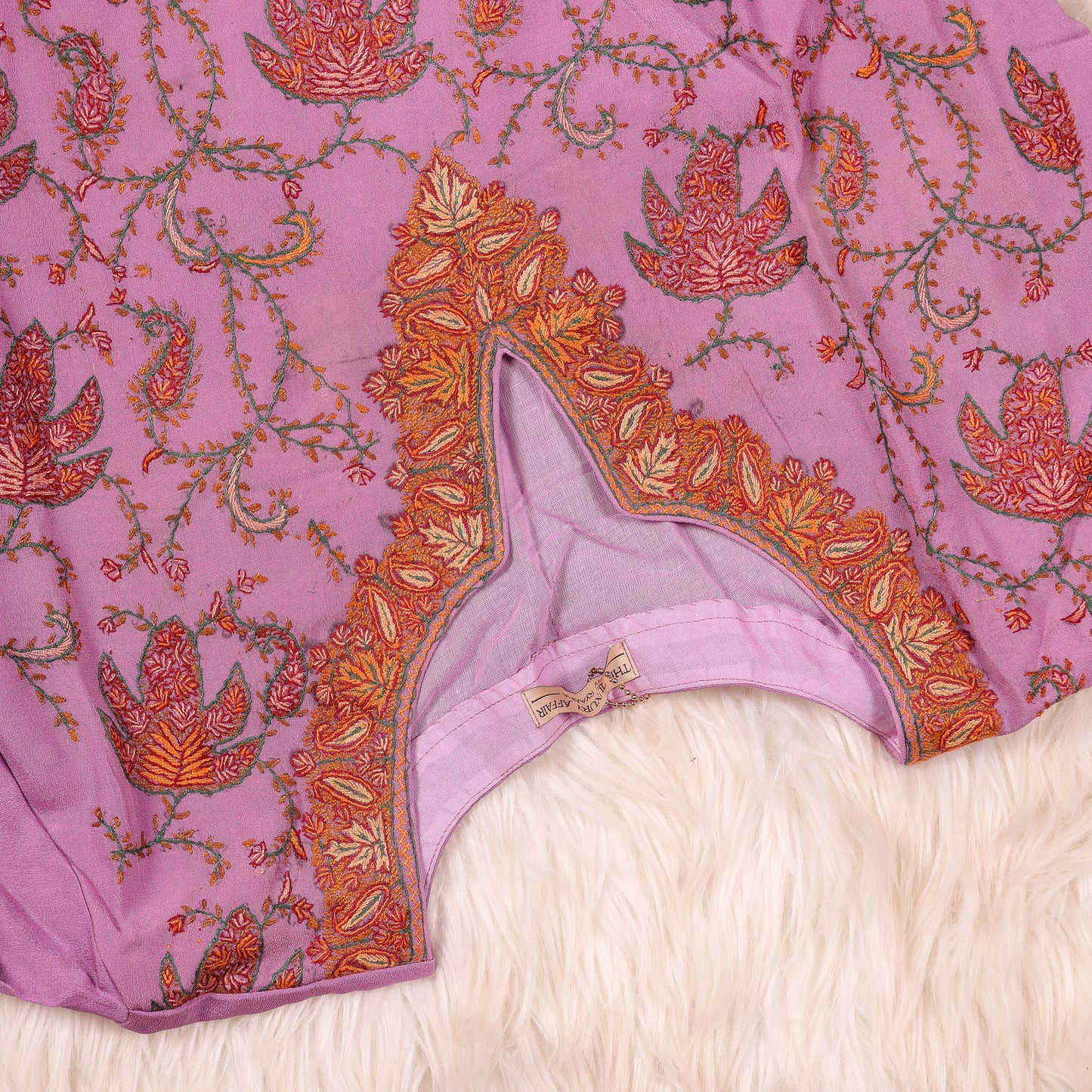 Mauve Pure Crepe Pashmina Haath Kadhai Work Suit