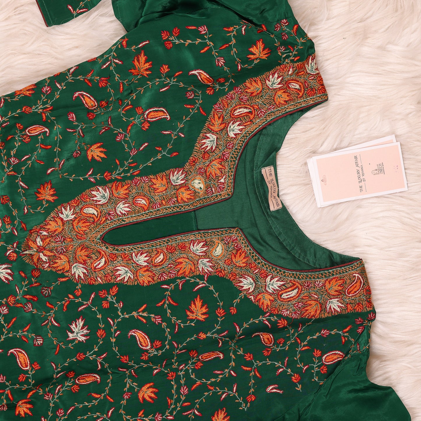Panna Green Intricate Kashmiri Kadhai Full Kaal Work