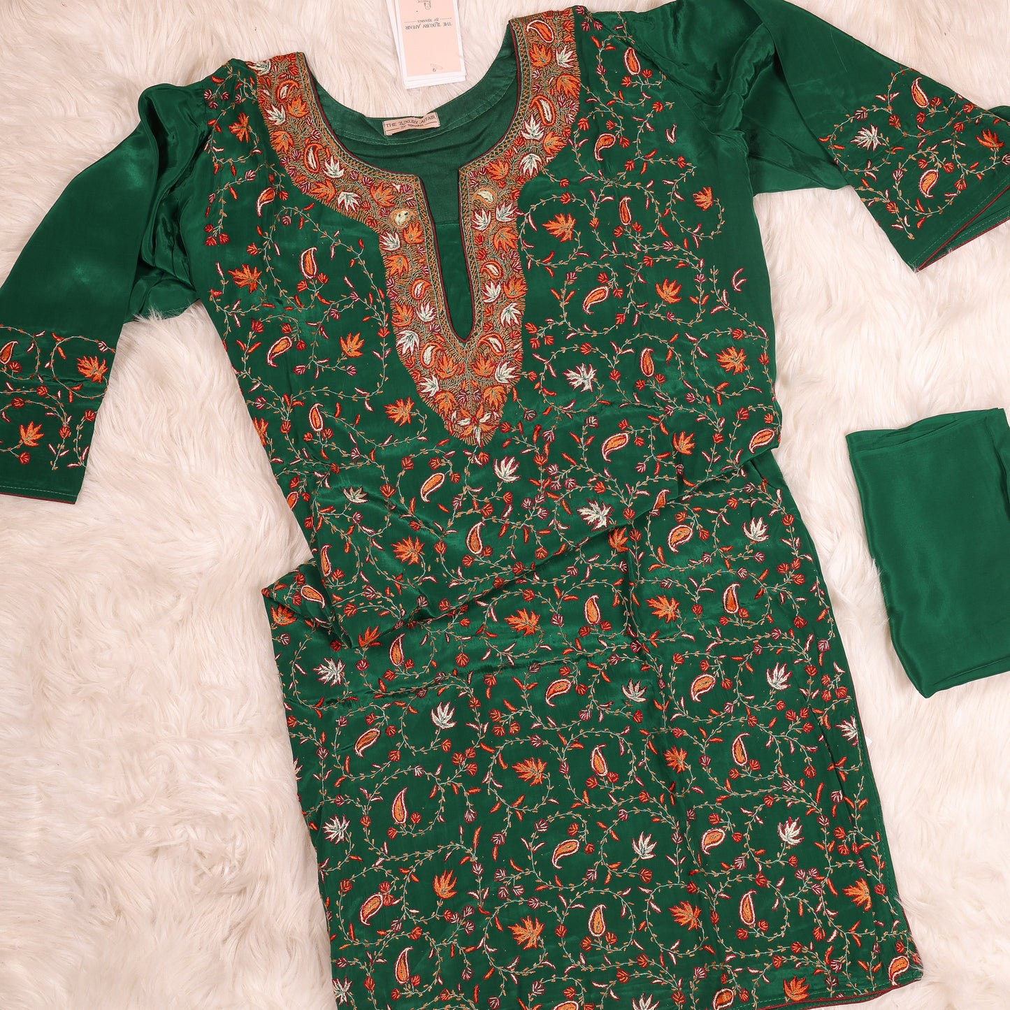 Panna Green Intricate Kashmiri Kadhai Full Kaal Work
