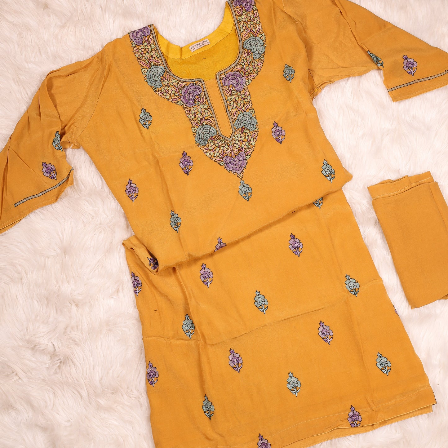 Kashmiri Handwork Semistitched Pure Crepe