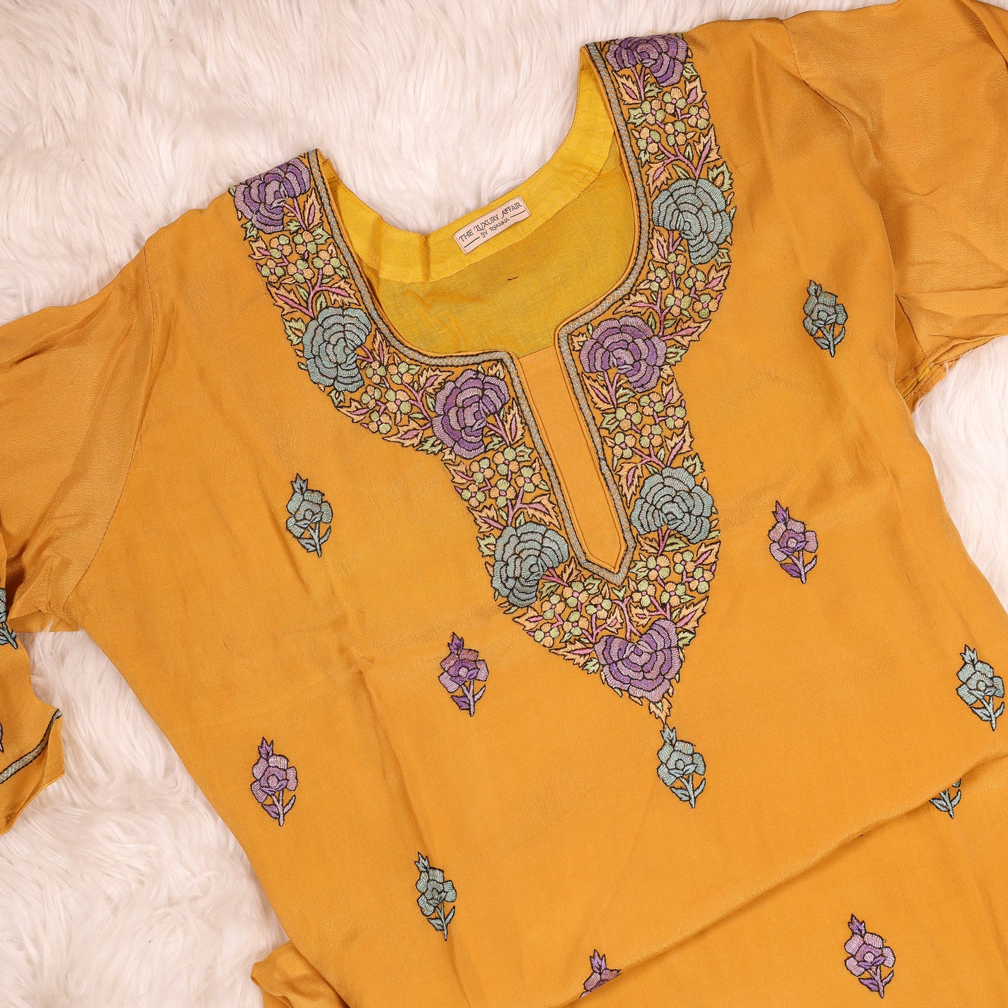 Kashmiri Handwork Semistitched Pure Crepe
