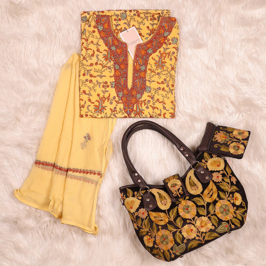 Kashmiri  Pure Crepe Semistitched