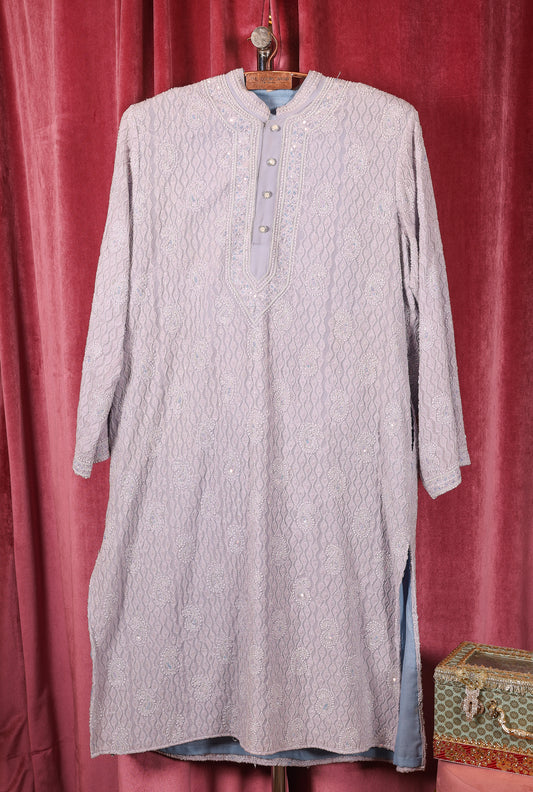 Men Stitched  Pure Georgette Fully Embellished Kurta Set