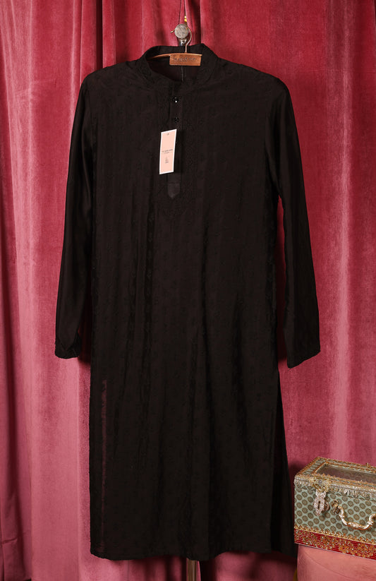 Stitched Men Chikankari Kurta Set Chanderi Silk