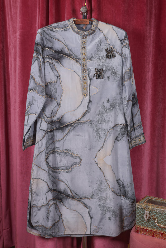 Fusion Kurta Set Men Crepe Silk