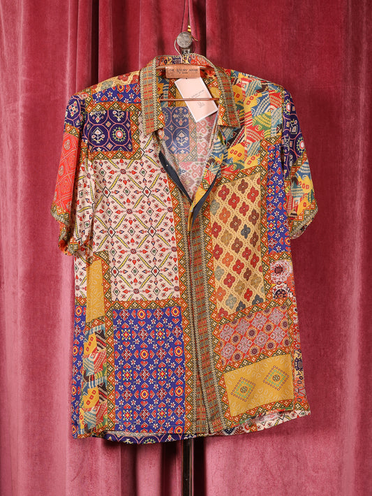 Men Shirt Crepe Silk Print