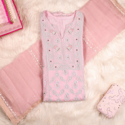 Pink Heavy Chikankari Suit