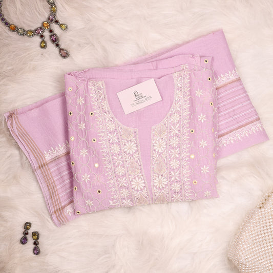 Lilac Mul Mirror Chikankari Anarkali